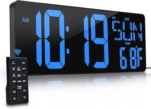 Digital Wall Clock Large Display: 16.5" LED Digital Clock by Unknown