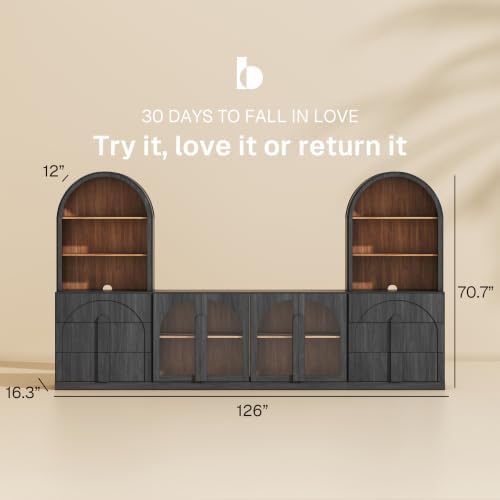 BELLEZE Bijou 126" Wall Unit 6-Piece Modular TV Stand - Image 2