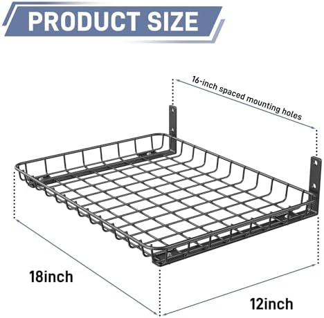 WALMANN Garage 12x18 inch Wall Shelf, Wall-Mounted Storage Shelves - Image 3