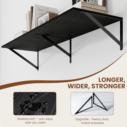 Heimlove 40W x 12D Deep Floating Shelves Set of 2 Black - Image 4