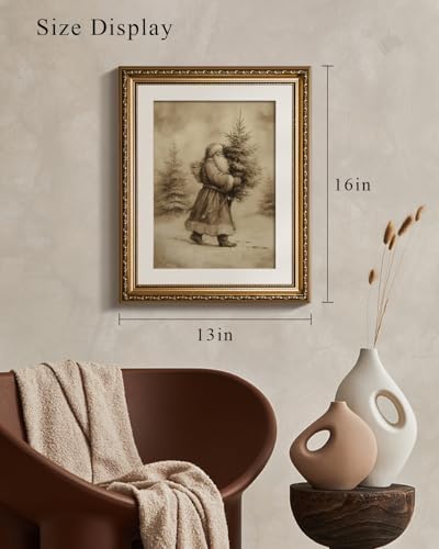 VIYYIEA Gold Framed Christmas Santa Wall Art Canvas Painting, 16×13 Inch - Image 6