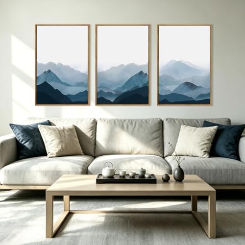 BINCUE Framed Blue Mountain Wall Decor Fog Blue Ridge Mountains Wall Art - Image 7