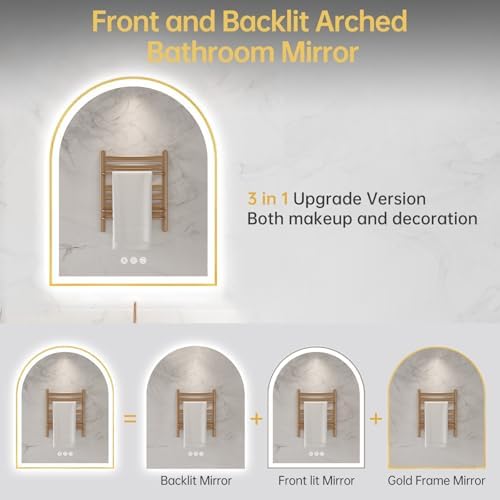 24"x30" Arched LED Lighted Bathroom Mirror - Image 5