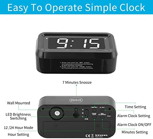 KWANWA Kids Alarm Clock, Auto-Night Mode, Wall-Mount/Table-top - Image 6