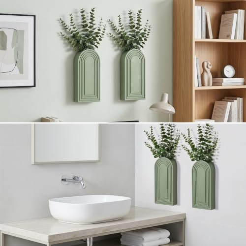 Dnnnii 2 Pack Wooden Wall Vase Set - Image 6