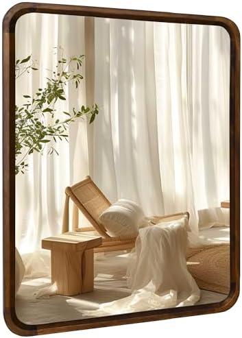 Bathroom Mirror for Wall, Wood Rectangle 30 x 40 inch Hanging Vanity Mirrors by Culer