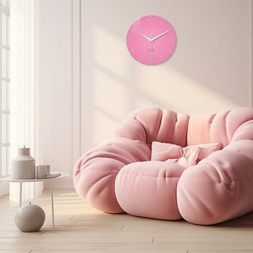 XNM Round Glass Pink Wall Clocks Battery Operated 12 Inch - Image 4