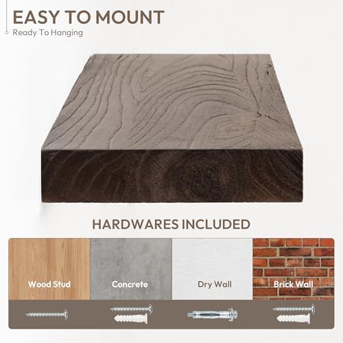 Marsmiles 24in Solid Wood Floating Shelves - Image 6