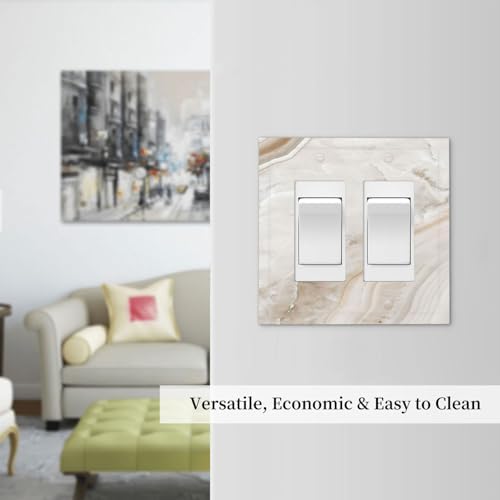 Decorative Outlet Covers Beige Marble Pattern 2 Gang Double GFCI Rocker - Image 7