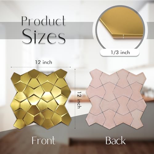 Blujellyfish 3D Gold Tile Metallic Long Hexagon Tile 3D Wall Panels - Image 3