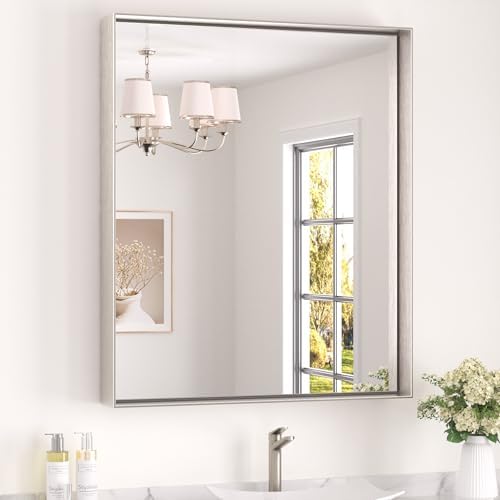 Keonjinn 30x36 Inch Nickel Bathroom Mirror by Keonjinn