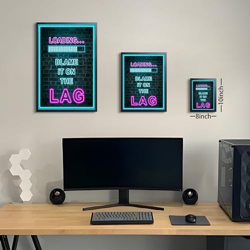 Framed Gamer Wall Art, Boys Game Room Wall Decor Painting, Funny “Blame It On - Image 5