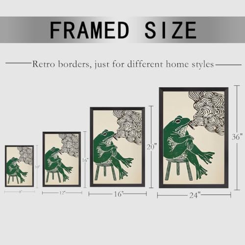 Black Framed Smoking Frog Canvas Wall Art 24x36in - Image 5