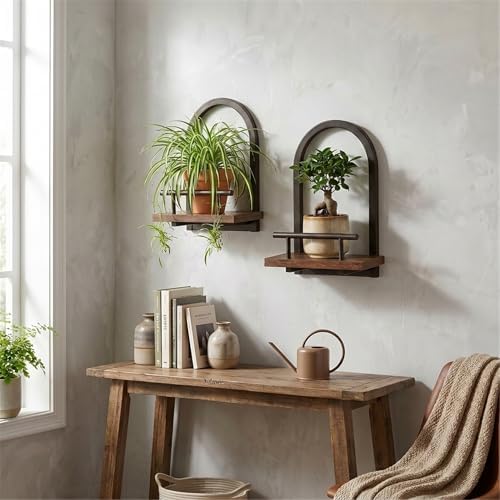 Amaoot Floating Shelves Set for 2, Wall Plant Holder Shelf, Wall Planters - Image 2