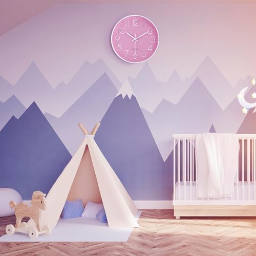 Lafocuse 12 inch Modern Analog Pink Wall Clock - Image 4