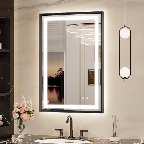 Keonjinn 24x36 Inch Black LED Bathroom Mirror by Keonjinn
