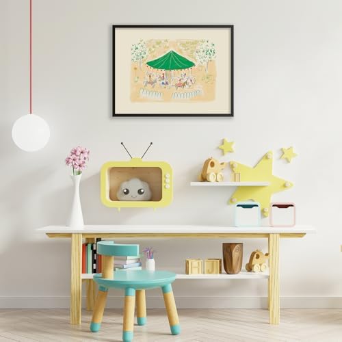 Colorful Carousel Wall Art Trendy Cute Kids Canvas Poster 08x10 inch Black - Image 6