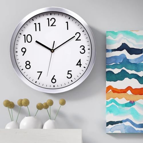 12 Inch Metal Wall Clock Silent, Non-Ticking Decorative Modern Analog Quartz - Image 2