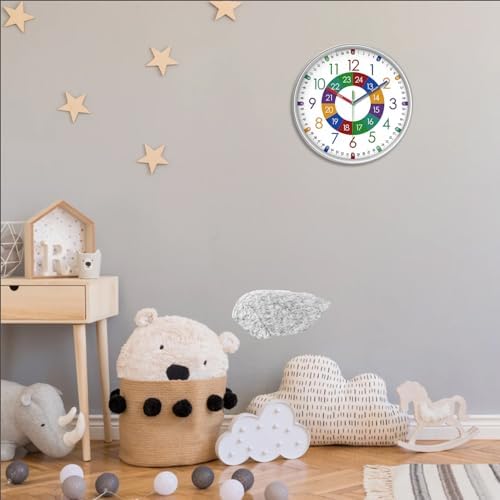 XFM Colorful Teaching Time Wall Clock 12 Inch - Image 3