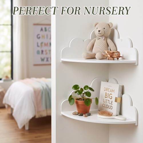 White Cloud Floating Corner Shelves Set of 2, Corner Shelves Wall Mounted - Image 4