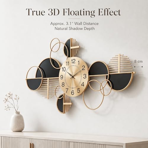 34" Modern Large Wall Clock Decorative Metal Art - Image 4