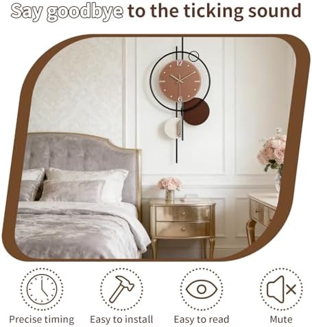 FILLOVE Large Wall Clocks for Living Room, Silent Non-Ticking Quartz Battery - Image 4