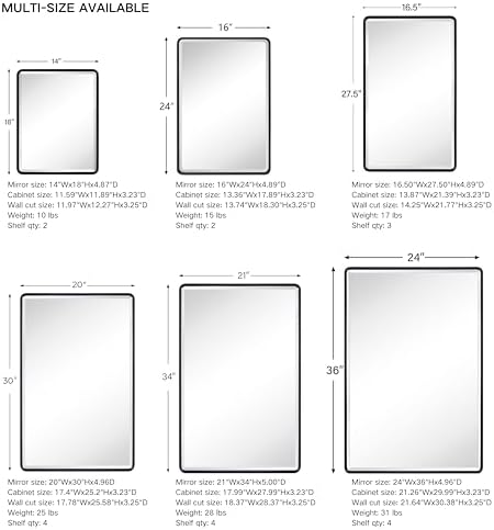 TEHOME Farmhouse Chrome Recessed Mirrored Bathroom Medicine Cabinet 16x24 - Image 5