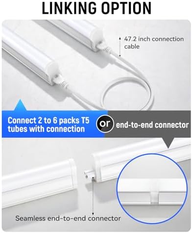 T5 LED Shop Lights 4FT, 20W 2300lm 6500K, Cabinet and Garage Light 4 Pack - Image 4