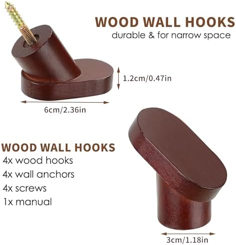 Screw-In Foot Shape Wall Hooks—Solid Beech Wood, PU Water-Resistant Coating - Image 6