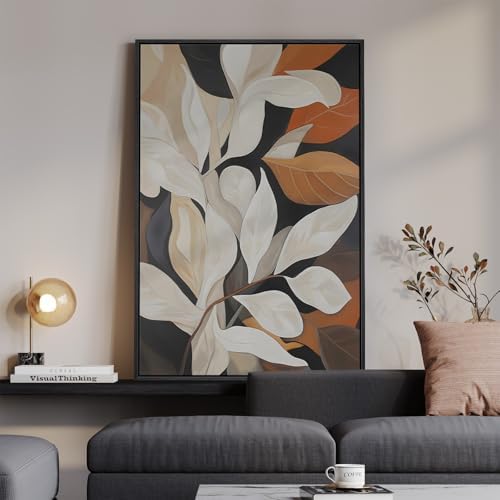 Framed Vertical Boho Abstract Botanical Wall Art by Cuspin
