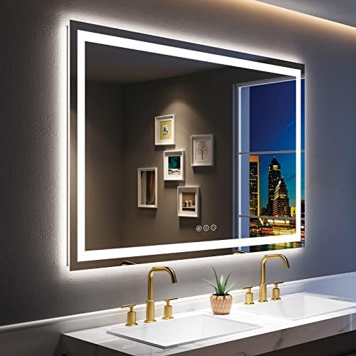 60x40 LED Bathroom Mirror with Lights, Lighted Vanity Mirror by YEELAIT