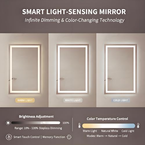 18X24 inches Rectangular LED Bathroom Mirror - Image 2
