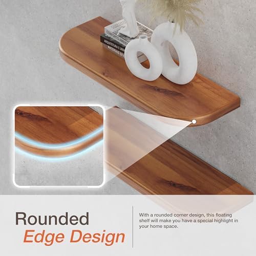 BATODA 17" Acacia Wood Floating Shelves Wall Mounted – Rustic Farmhouse Wooden - Image 4