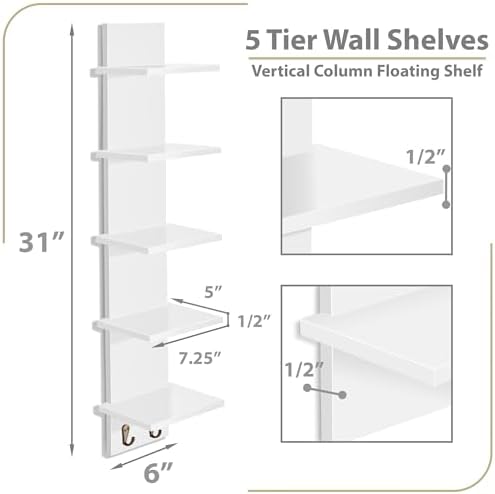 Sorbus 5-Tier Floating Wall Shelf - Image 3