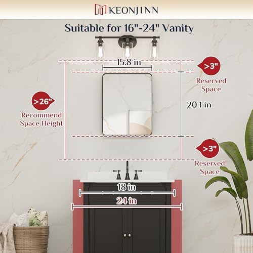 Keonjinn 16 x 20 Inch Black Bathroom Mirrors - Image 6