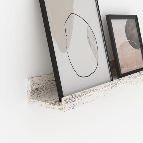 Giftgarden 24 Inch Wall Mounted Floating Shelves Set of 5, Distressed White - Image 4