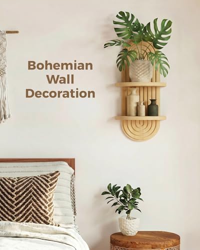 Bamworld Boho Wall Decor Plant Wall Shelf Mid Century Modern Decor Hanging 22in - Image 4