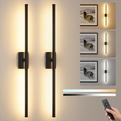 ONEWISH Battery Operated Wall Sconces Set of 2, 27.75" Wall Lights by onewish