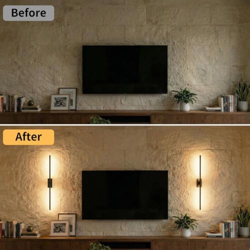 ONEWISH Battery Operated Wall Sconces Set of 2, 27.75" Wall Lights - Image 4