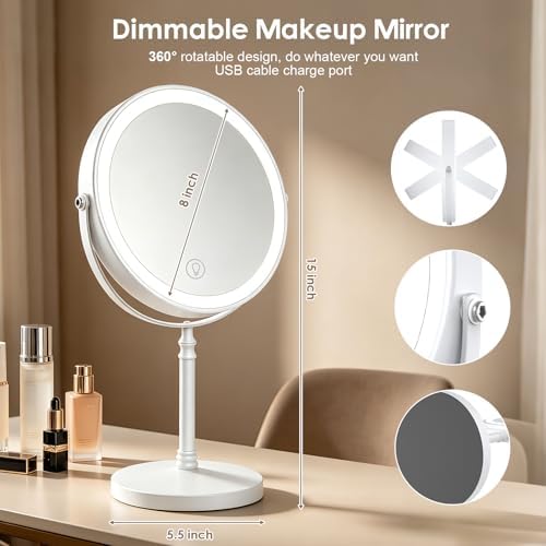 DEIOVWXS Makeup Mirror, Rechargeable Vanity Mirror - Image 5
