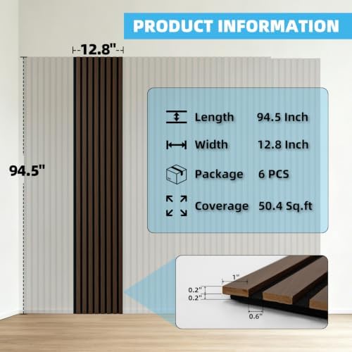 Art3d 94 x 12.6 Inch Acoustic Wood Slat Wall Panel - Image 6