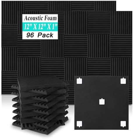 96 Pack Sound Proof Foam Panels, High Density Soundproof Wall Panels by Unknown