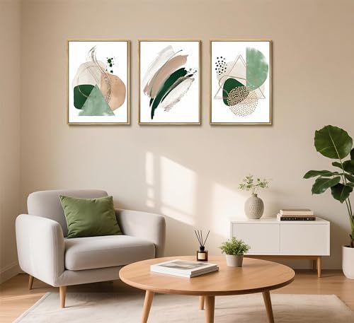 Uofnvrji 3Pcs Sage Green Minimalist Geometric Abstract Posters Wall Art - Image 6