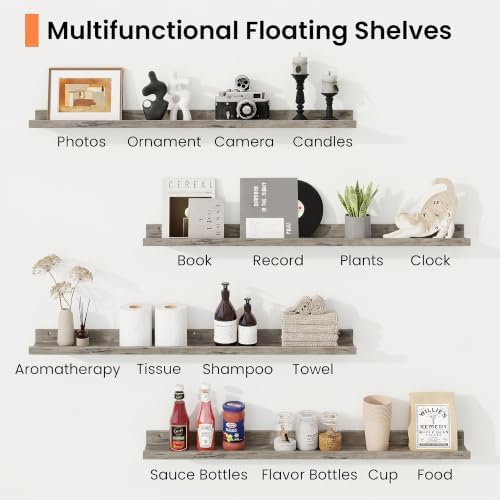 Picture Ledge Shelf, 72 inch Floating Shelves Set of 2 - Image 6