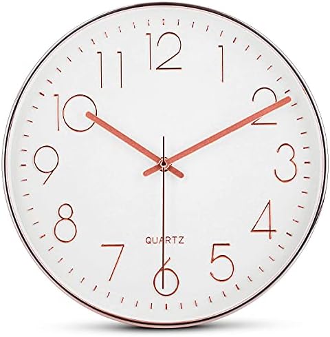 Bernhard Products Rose Gold Wall Clock 12 Inch Silent Non-Ticking Quality by BernhardProducts