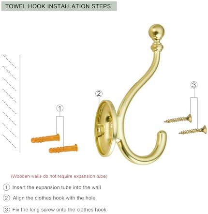 AVICCI 5 Pack Coat Hooks Brushed Gold Coat Hook, Heavy Duty Hooks Decorative - Image 3