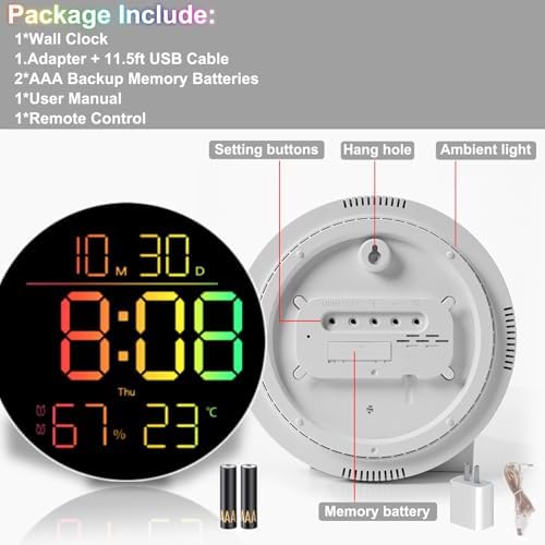 QINFIEY 10 Inch LED Wall Clock - Image 7