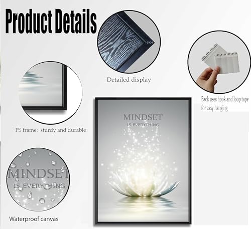 Framed Lotus Wall Art, Mindset is Everything Bathroom Decor - Image 3