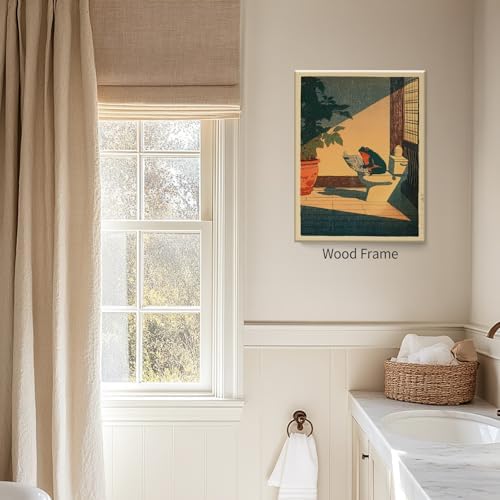 Japanese Frog Framed Wall Art Cute Animal Canvas Print Funny Frog On The Toilet - Image 5