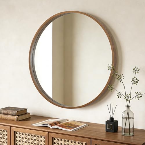 WallBeyond Round Wood Mirror - Image 4